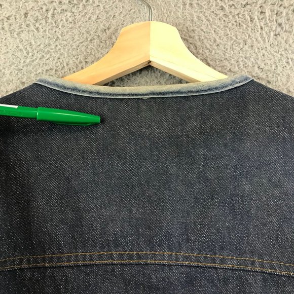Vintage Sears Roebucks Western Vest Mens XL Sherpa Lined Denim Snap Button - Picture 7 of 8